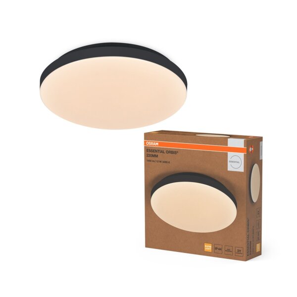 LED Deckenleuchte 3000K Schwarz Metall IP44 Ø21,5cm
