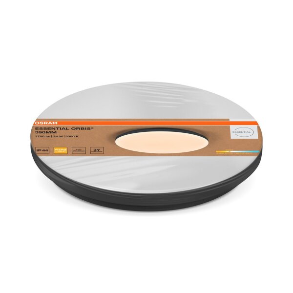 LED Deckenleuchte 3000K Metall Schwarz IP44 Ø38,5 cm