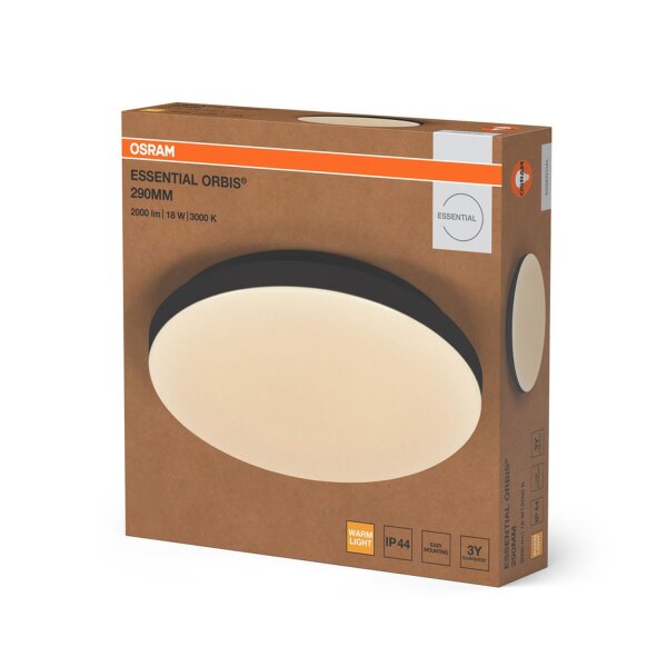 LED Deckenleuchte Schwarz 3000K IP44 B:28,5cm OSRAM