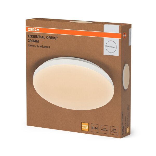 Runde LED Deckenlampe 3000 K Weiß Metall IP44 OSRAM