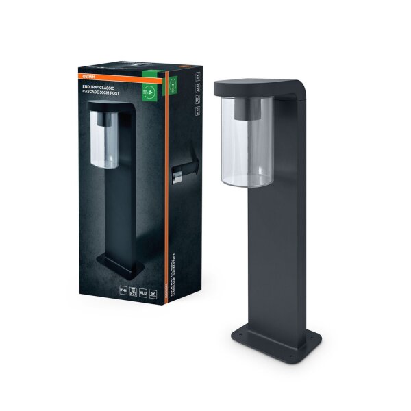 Wegeleuchte Dunkelgrau Alu Glas IP44 E27 H:50 cm OSRAM