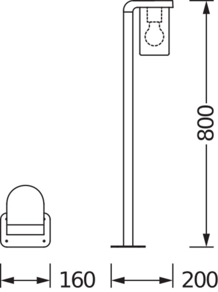 Wegeleuchte Aluminium Glas Grau IP44 E27 H:80 cm OSRAM