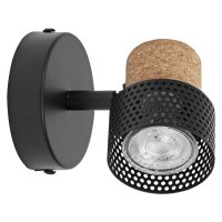 Wandspot Schwarz Kork Braun GU10 B:9 cm OSRAM