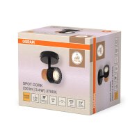 Wandspot Schwarz Kork Braun GU10 B:9 cm OSRAM