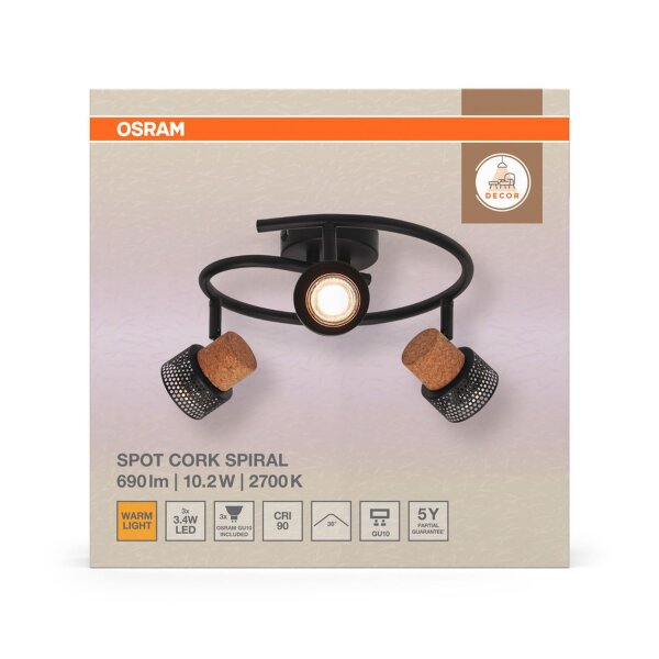 Deckenleuchte Schwarz Kork GU10 L:31,8 cm OSRAM