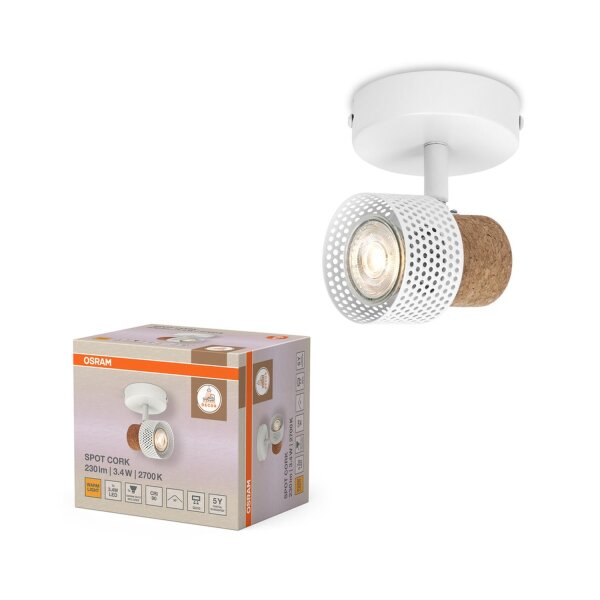Wandleuchte flexibel Kork GU10 H:10,1 cm OSRAM