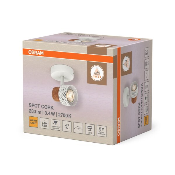 Wandleuchte flexibel Kork GU10 H:10,1 cm OSRAM