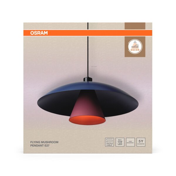 Runde Hängelampe Blau Rosa Schwarz E27 Ø50 cm OSRAM