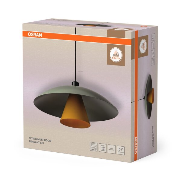 Runde Pendelleuchte Grün Gelb Schwarz E27 Ø50 cm OSRAM