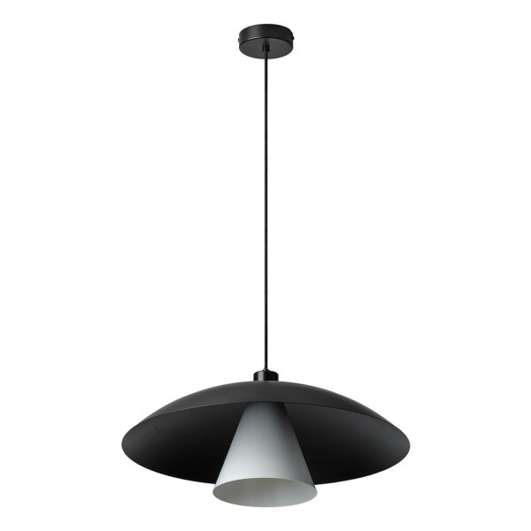 Hängelampe Schwarz Weiß Metall E27 Ø50 cm rund OSRAM