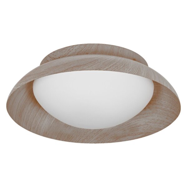 Deckenleuchte Glas Stahl Holz E27 Ø30,5cm rund OSRAM