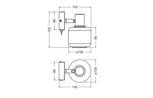 Wandleuchte flexibel Schwarz Stahl E14 B:10,5 cm OSRAM
