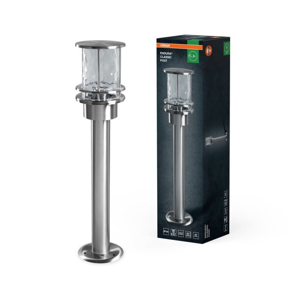 Wegeleuchte Edelstahl Glas IP44 E27 H:55cm Garten OSRAM