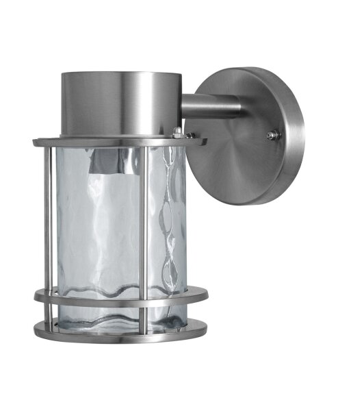 Wandlampe Edelstahl Glas Laterne IP44 E27 21,2 cm OSRAM