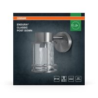 Wandlampe Edelstahl Glas Laterne IP44 E27 21,2 cm OSRAM