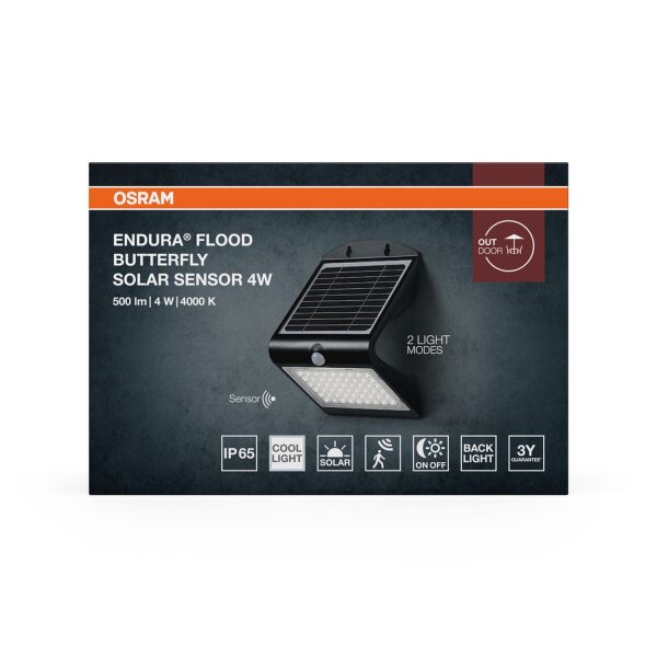 LED Solar Strahler Sensor Metall Schwarz 4000K IP65