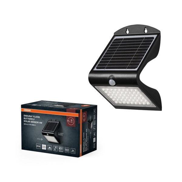 LED Solar Strahler Sensor Metall Schwarz 4000K IP65