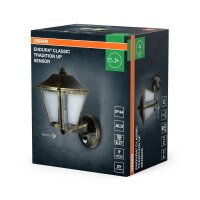 Wandlampe Sensor Schwarz-Gold Alu IP44 E27 Laterne