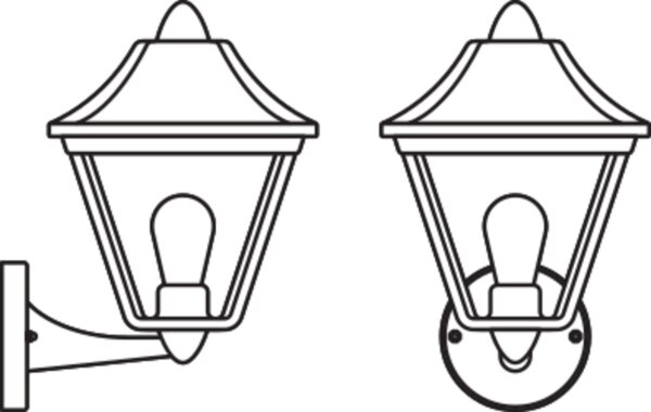 Wandlaterne Schwarz Alu Glas IP44 E27 H:26 cm OSRAM