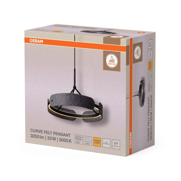 LED Pendelleuchte Filz 3000 K L:43 cm modern OSRAM