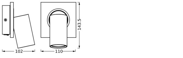 Wandspot schwenkbar Schwarz Holz GU10 B:11 cm OSRAM