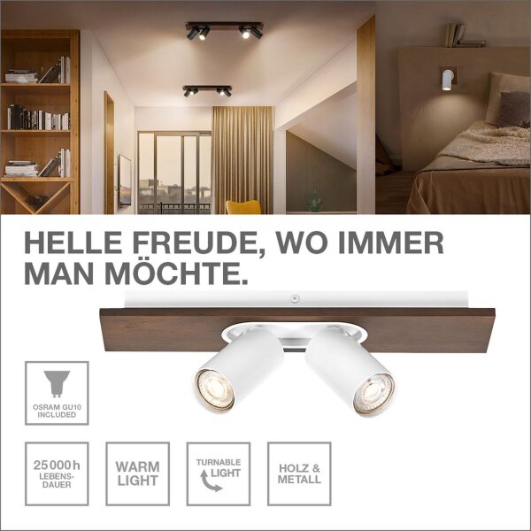 Wandspot schwenkbar Schwarz Holz GU10 B:11 cm OSRAM