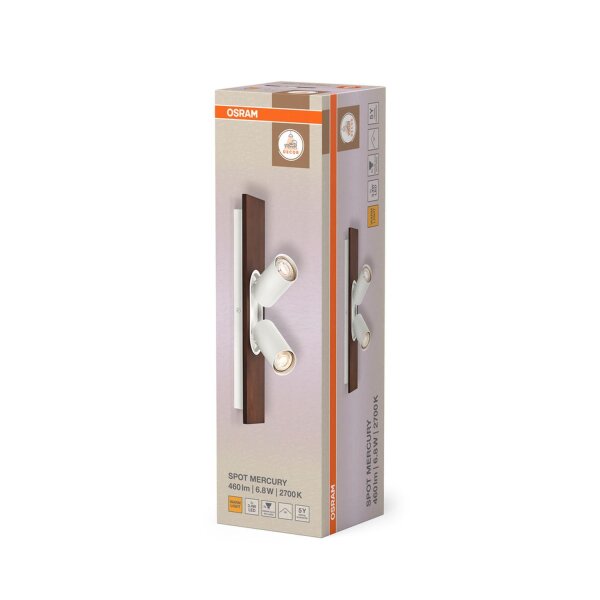 Deckenspot flexibel Weiß Holz GU10 40 cm OSRAM