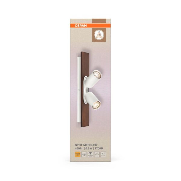 Deckenspot flexibel Weiß Holz GU10 40 cm OSRAM