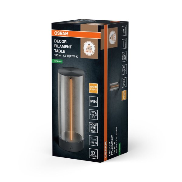 LED Tischlampe dimmbar Batterie 2700 K IP54 OSRAM