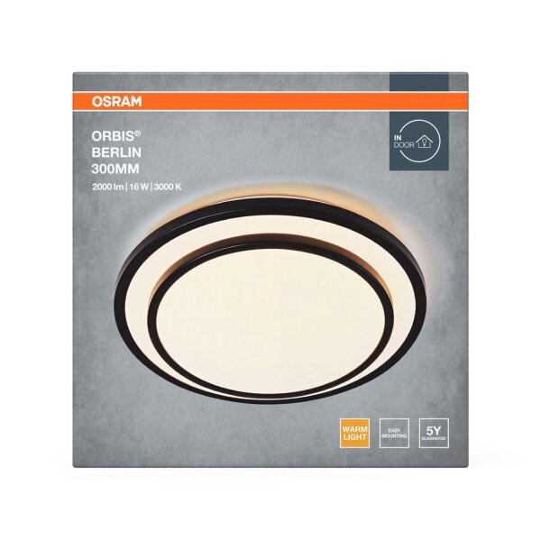 LED Deckenlampe Schwarz Metall 3000K rund Ø29,3cm OSRAM