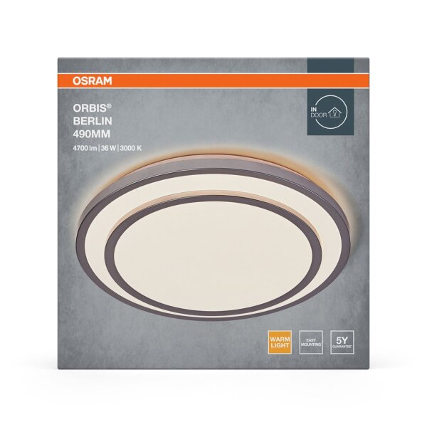 LED Deckenleuchte Silber Metall 3000K Ø49,2cm OSRAM