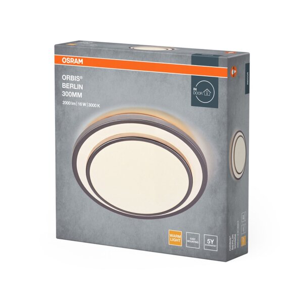 LED Deckenleuchte Silber Metall 3000K Ø29,3cm OSRAM