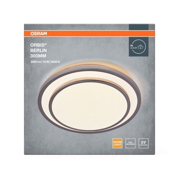 LED Deckenleuchte Silber Metall 3000K Ø29,3cm OSRAM