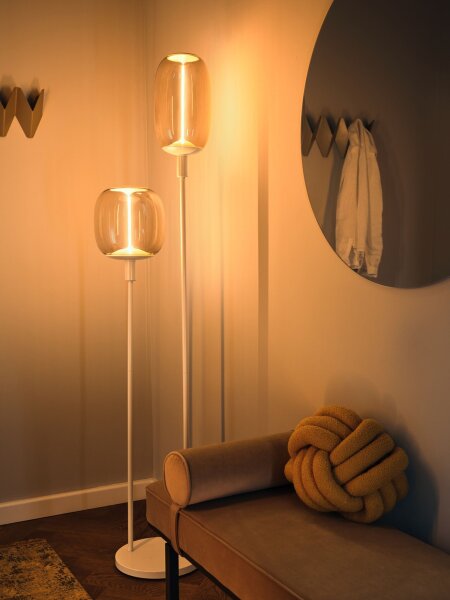 Stehlampe Beige Stahl Glas E27 H:146 cm modern OSRAM