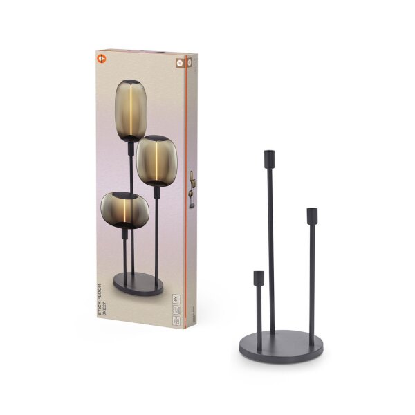 Stehleuchte Dunkelgrau Stahl Glas E27 H:78 cm OSRAM