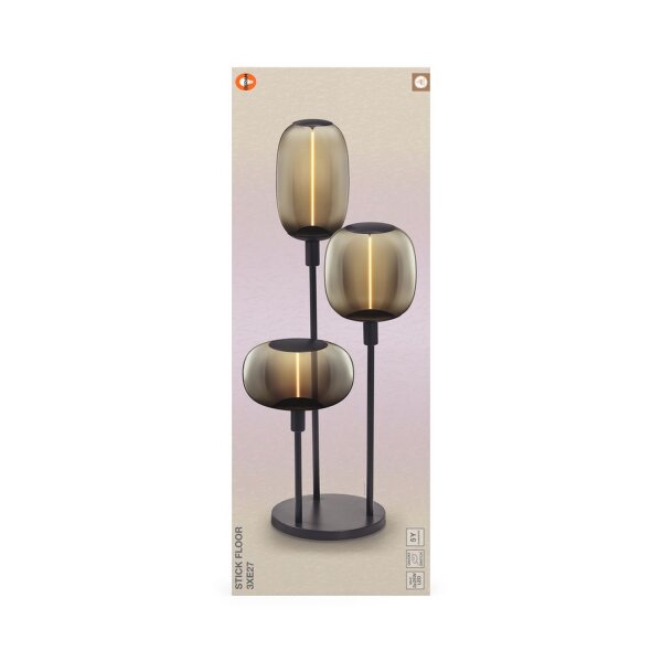 Stehleuchte Dunkelgrau Stahl Glas E27 H:78 cm OSRAM