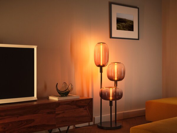 Stehleuchte Dunkelgrau Stahl Glas E27 H:78 cm OSRAM