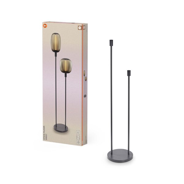 Stehlampe Dunkelgrau Stahl Glas E27 H:146 cm OSRAM