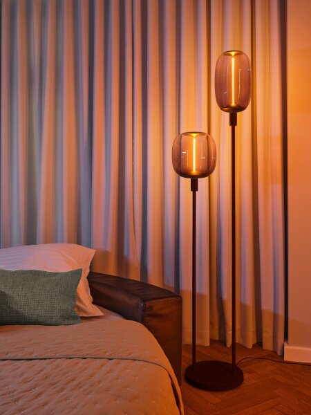 Stehlampe Dunkelgrau Stahl Glas E27 H:146 cm OSRAM