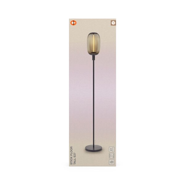 Stehlampe Dunkelgrau Glas Stahl E27 H:146 cm OSRAM