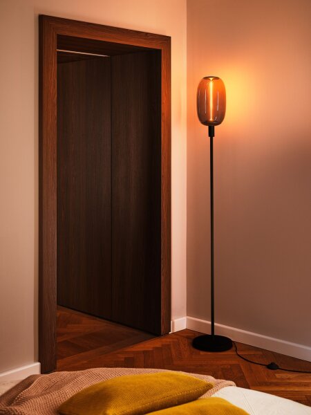 Stehlampe Dunkelgrau Glas Stahl E27 H:146 cm OSRAM