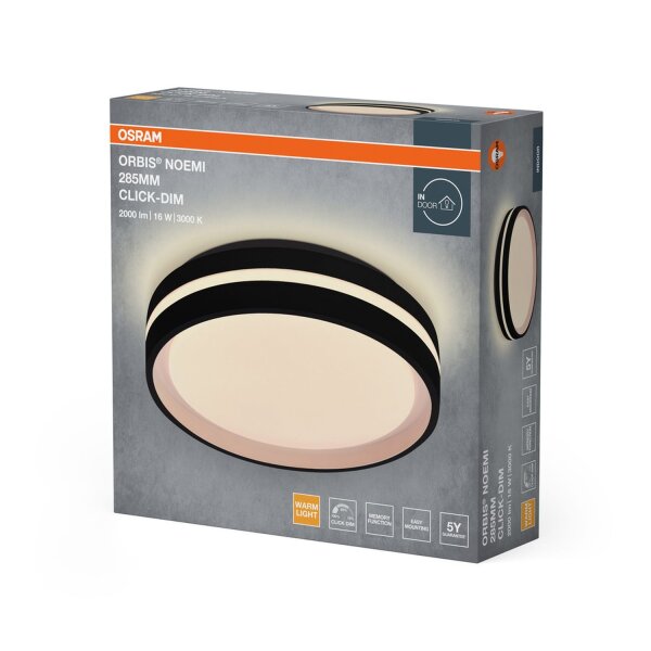 LED Deckenleuchte Click-DIM Schwarz 3000K Ø28,5cm OSRAM