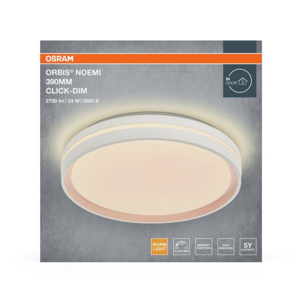LED Deckenlampe Click-DIM Weiß 3000 K L:39cm rund OSRAM
