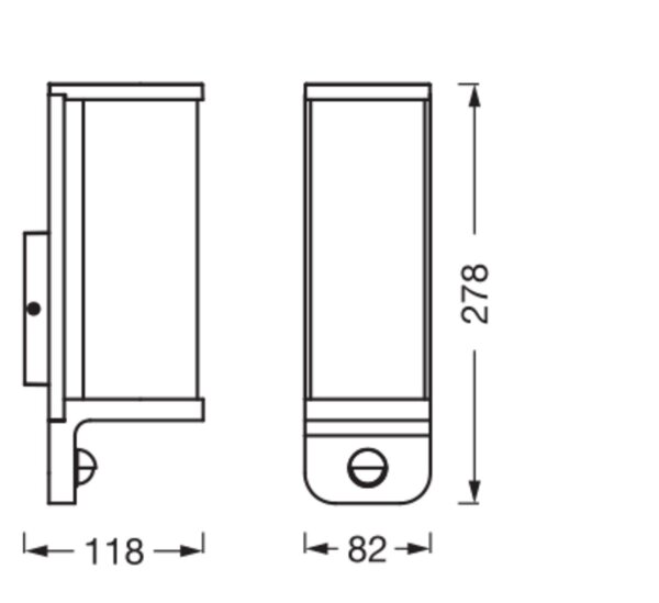 Wandleuchte Sensor Dunkelgrau Glas Alu IP44 E27 OSRAM