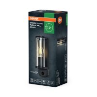Wandleuchte Sensor Dunkelgrau Glas Alu IP44 E27 OSRAM