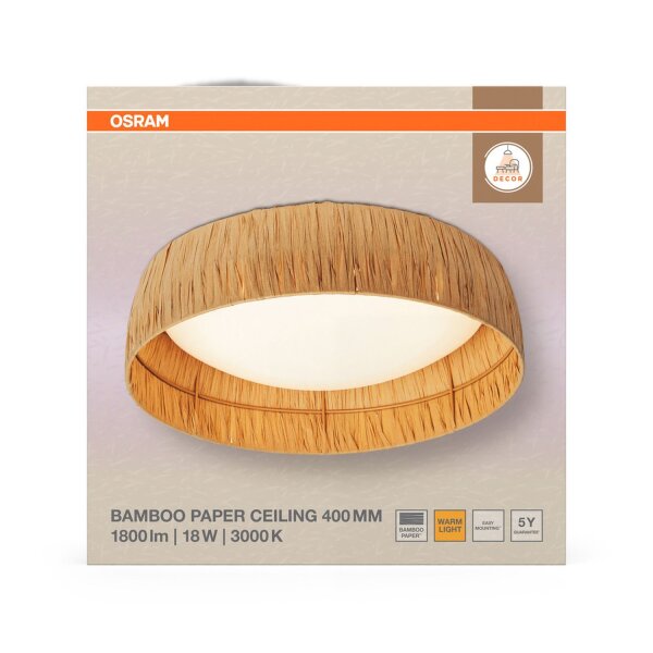 LED Deckenleuchte Bambuspapier 3000 K B:40 cm OSRAM