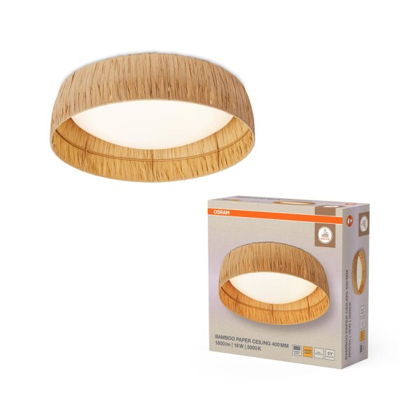 LED Deckenleuchte Bambuspapier 3000 K B:40 cm OSRAM
