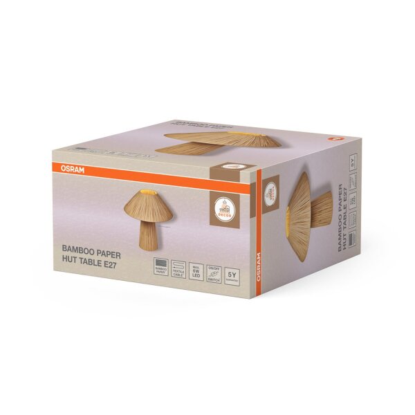 Tischleuchte Bambuspapier H:40,5 cm E27 Braun OSRAM