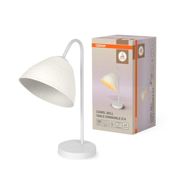 Tischleuchte dimmbar Pappmaché Metall E14 H:46 cm OSRAM