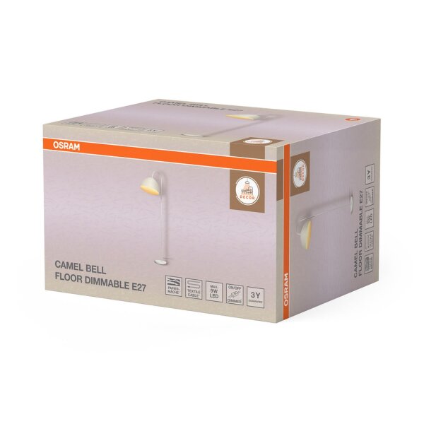 Stehlampe dimmbar Pappmaché Weiß 153 cm E27 OSRAM